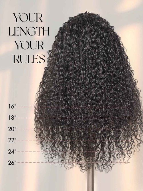 LUVME HAIR Half Wig Human Hair Water Wave Flexi-Fit Invisi Flip Drawstring Wig 200% Density Glueless Wigs 100% Human Hair Natural Black Ready to Go Headband Wig for Women