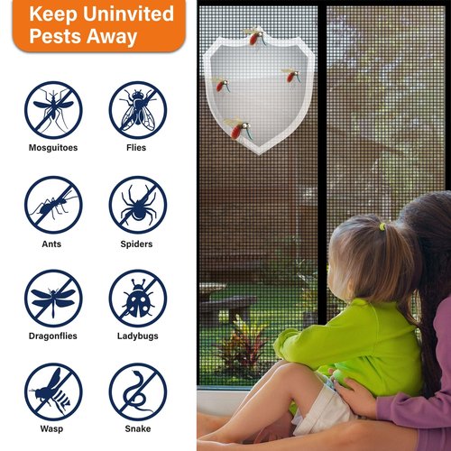 Magnetic Screen Door，Fiberglass Screen Door Mesh，Keep Bugs Out, Heavy-Duty Mesh Curtain,Pet and Kid Friendly, Works with Front Doors, Sliding Doors（32x80 Inch Fiberglass