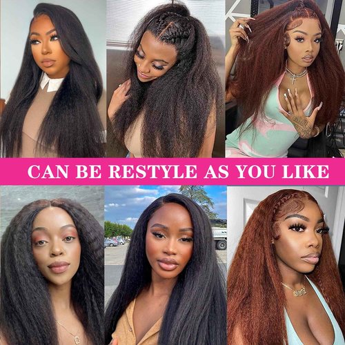 Lysilf Kinky Straight Clip in Hair Extensions Full Head Brazilian Virgin Human Hair Kinky Straight Clip ins for Black Women,7Pcs whit 16 Clips Double Lace Weft,100Gram Natural Black(22Inch, 1B)