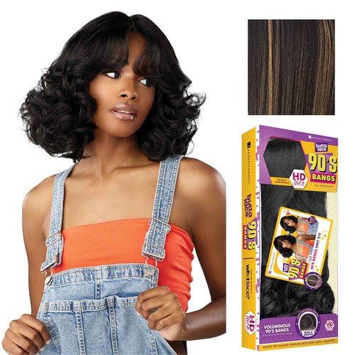 Sensationnel Butta Lace 90Sbangs Wigs - Unit 914 Glueless Wide Deep Part Synthetic Preplucked Hairline (BALAYAGEGOLD)