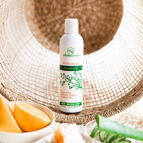 Manuka Honey Shampoo and Conditioner - Soothing Moisturizing Formula for Eczema, Psoriasis, Curly Hair, and Color-Safe - All Natural Set