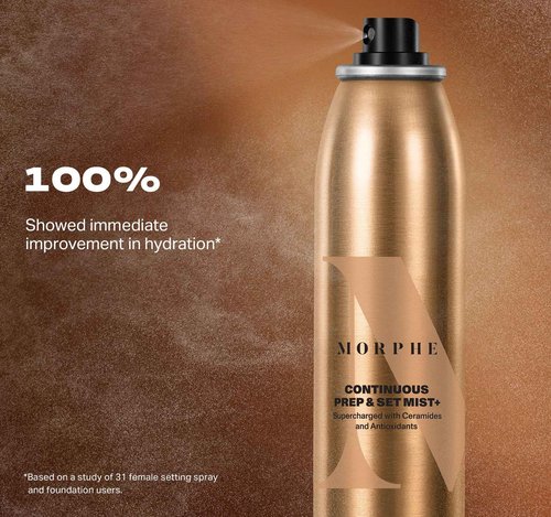 Morphe Mini Continuous Prep & Set Setting Spray - Hydrating Setting Spray for Makeup & Skin Prep - Enriched with Ceramides and Antioxidants for a Radiant Finish (3 Count, 1.3 fl oz)