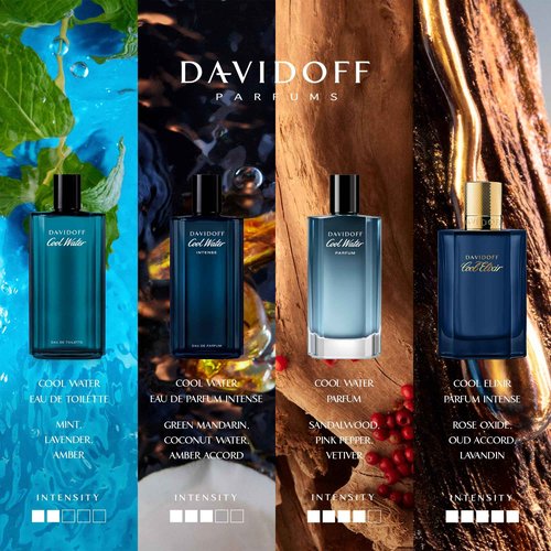 Davidoff Cool Elixir – Woody Men's Cologne – With Notes of Rose Oxide, Lavandin & Oud Accord – Long Lasting Fragrance