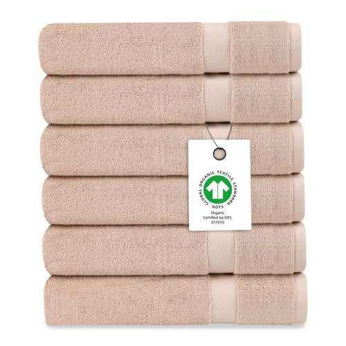 Delara Organic Cotton Luxuriously Plush Washcloths Pack of 6 | GOTS & Oeko-TEX Certified | Premium Quality Face Towels | Feather Touch Technology|650 GSM Long Staple|Soft, Quick Dry & Ultra-Absorbent