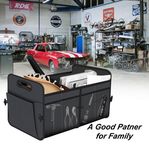 Femuar Car Trunk Organizer with 72L Large Capacity Waterproof Collapsible and 11 Pockets, Trunk Organizer for Car SUV/Jeep/Sedan, Large Size, Grey