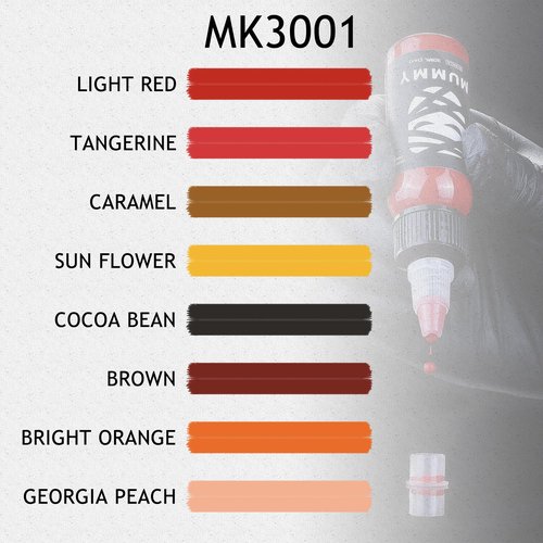 Mummy Warm Tone Tattoo Ink Set 8 Colors Evenly Long Lasting Vibrant and Bright, No Irritation Set 1 oz(30ml)