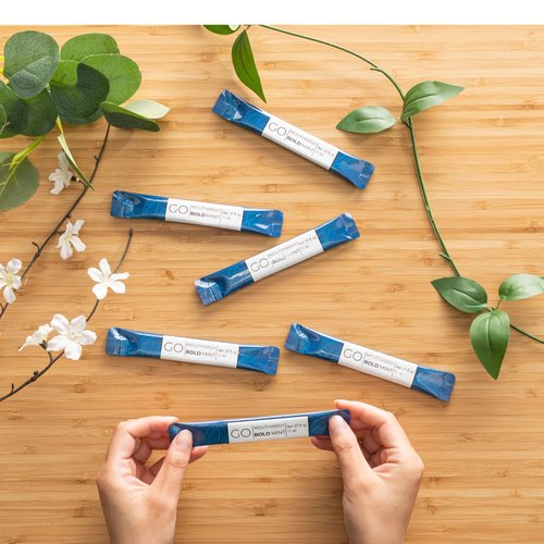 Bold Mint GO Travel Size Mouthwash Packets - Bulk Individual Mini Mouthwash Packets - Perfect Travel Size Toiletries for Guest Bathrooms - Alternative to Breath Strips and Spray, Alcohol and Dye Free