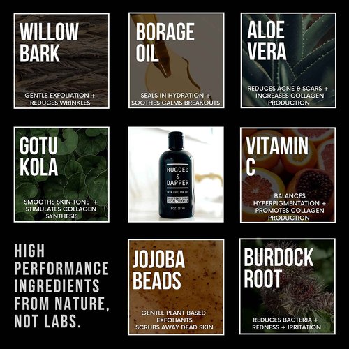 RUGGED & DAPPER - Daily Power Scrub Facial Cleanser, Age + Damage Defense Face Moisturizer and Age Defense Eye Complex