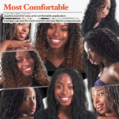 RAHELMO Single Full Lace Braid Wig – Micro Boho Peruvian Deep Wave Box Braided Wig, Knotless Braided Wigs for Black Women, Curly Hair Wig, with Natural Baby Hair (#1B27 Off Black and Light Brown, 24")