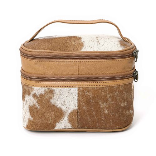 Merbaa Jewelry Travel Organizer, Waterproof Leather Bag - Storage Organizer, Groom & Bridesmaid Wedding Gifts, Full Grain Leather, Handmade Travel Case (Tan)