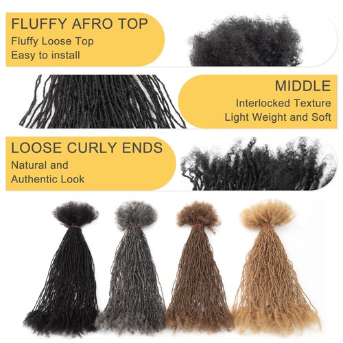 EV&ET Handmade Interlocking Sisterlocks Curly Tips 100% Real Human Hair Permanent Micro Locs Extensions Natural Looking Soft Dreadlocks Can Be Bleached and Dyed (#27 40pieces, 10inch 0.2cm)