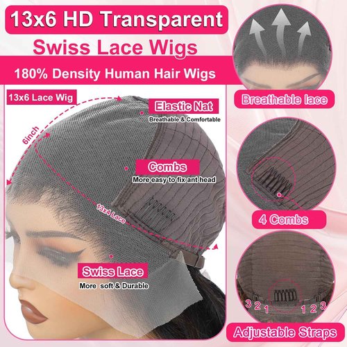 miear Ombre Highlight Lace Front Wigs Human Hair 13x6 Body Wave 1B/30 Lace Front Wig 180% Density HD Transparent Lace Frontal Wigs Human Hair Balayage Wig for Black Women 20 inch