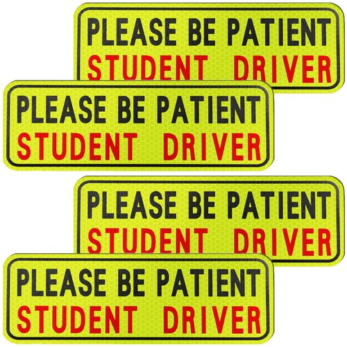 BFXM 4 PCS Student Driver Sticker for Car, Magnetic Student Driver Signs for Car, Please Be Patient Funny Magnetics New Drivers Safety Warning Bumper Sticker Signs
