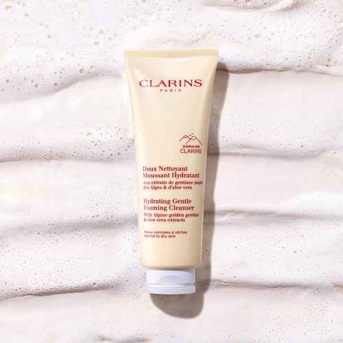 Clarins NEW Hydrating Gentle Foaming Face Cleanser | Cleanses, Soothes, and Softens | Contains Aloe Vera to Boost Hydration | Soap-Free | SLS-Free| Normal To Dry Skin Types | 4.2 Ounces (Pack of 2)