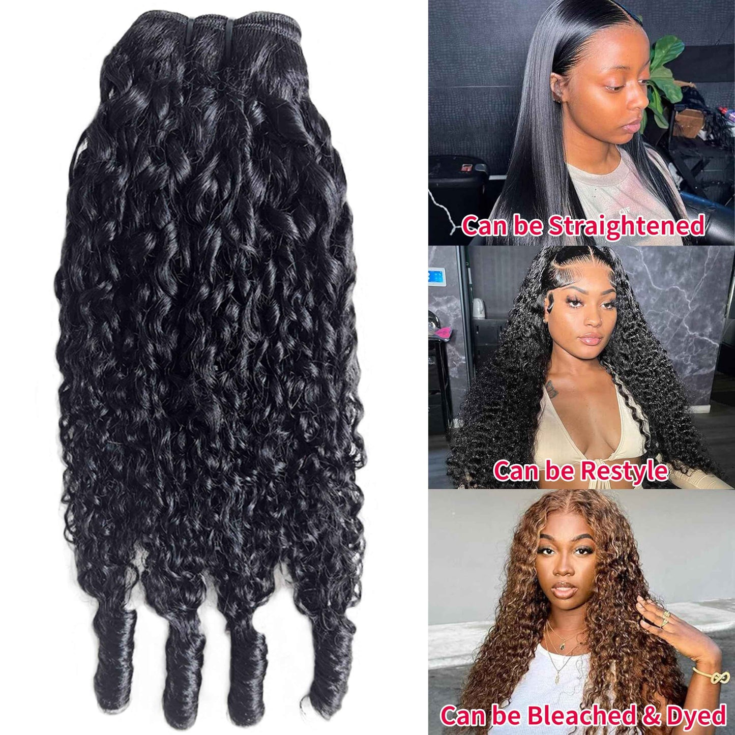 12A Burmese Curly Bundles Human Hair 24 Inch 100% Unprocessed Virgin Hair Kinky Curly Bundles Water Wave Human Hair Bundles for Women
