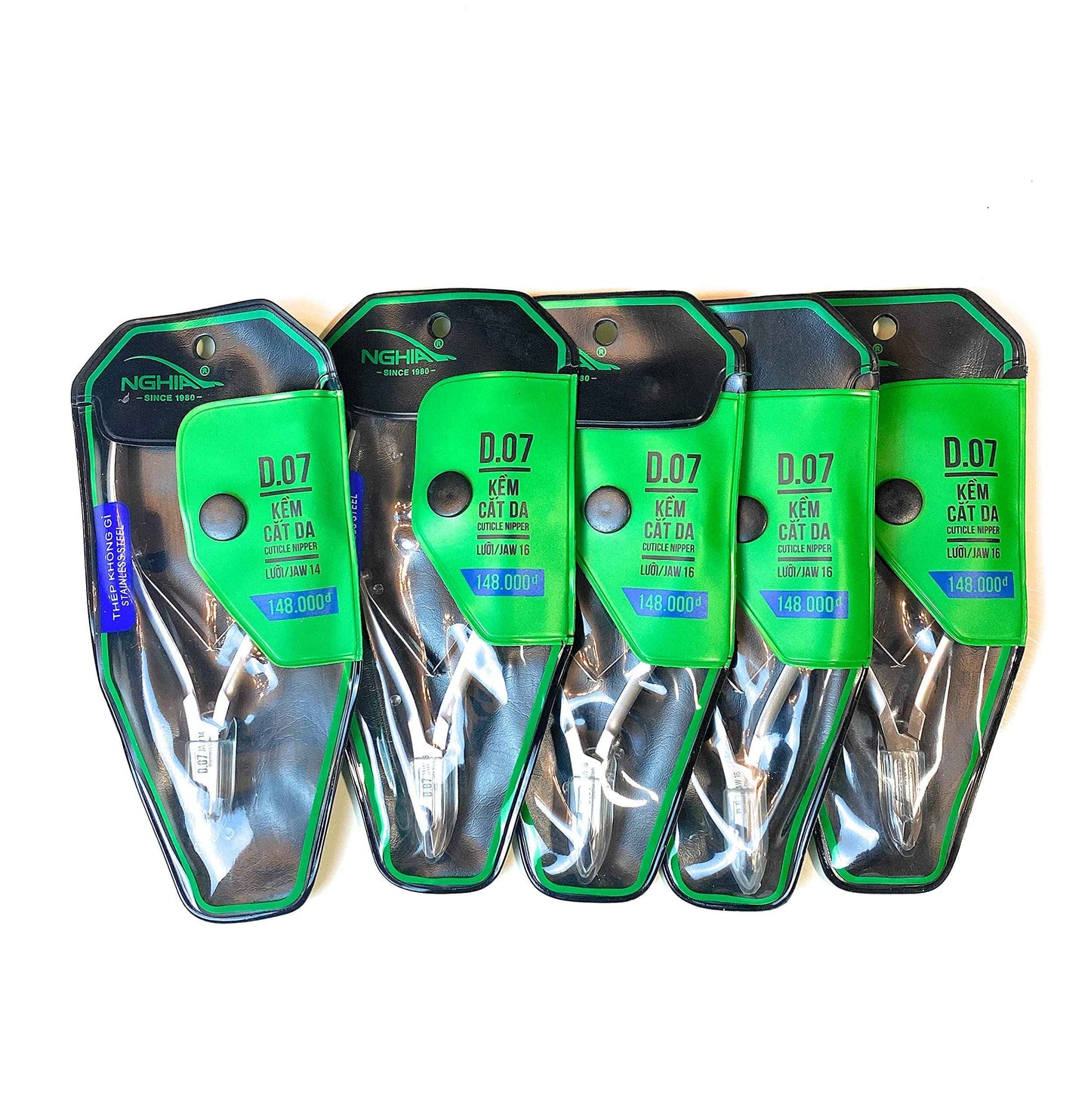 5 pack Nghia Stainless Steel Cuticle Nipper C-07 (Previously D-07) Jaw 16