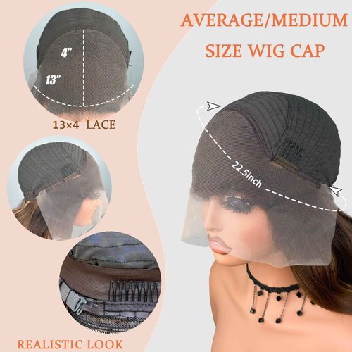 Honey Brown Body Wave Synthetic Wig 26 Inch Lace Front Ombre Brown balayage Wig Pre Plucked Pre Cut 13 * 4 HD Lace Heat Resistant Synthetic Highlights Wig for Women