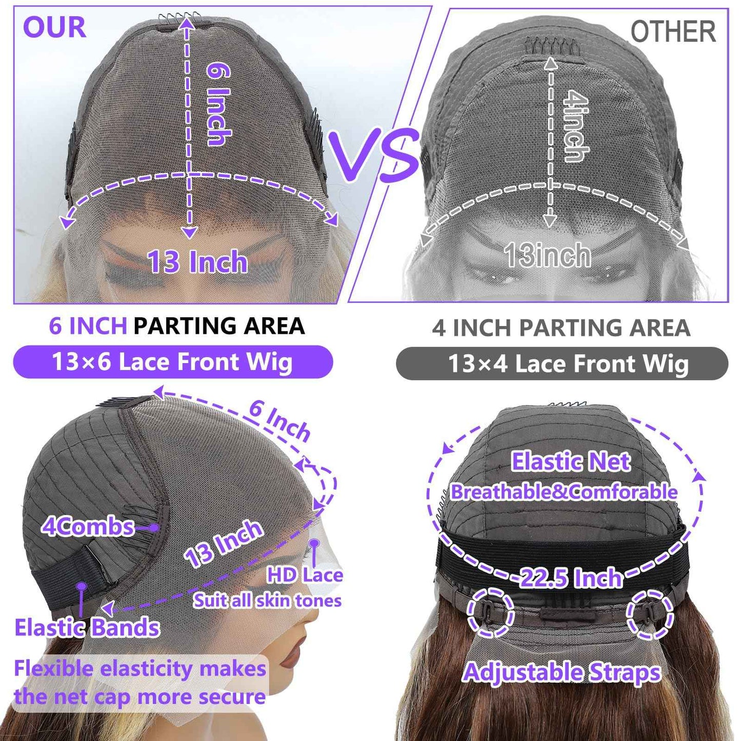 Honey Blonde Ombre Lace Front Wig - Body Wave 13X6, Pre-Plucked HD Frontal, 180 Density, Glueless, 22 Inch