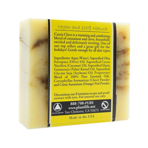 Plantlife Cassia Clove 6-pack Bar Soap - Moisturizing and Soothing Soap for Your Skin - Hand Crafted Using Plant-Based Ingredients - Made in California 4oz Bar
