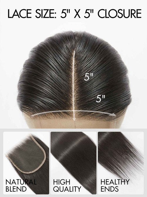 LUVME HAIR Lace Closure 16" 5X5 Straight Human Hair