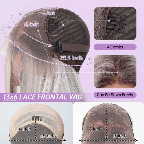 testar Platinum Blonde Wig Lace Front Wigs for White Women 13X6 HD Lace Straight Platinum Wigs 28IN Long Hair Wig Lace Wigs for Women Daily Use