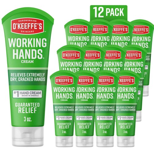 O'Keeffe's Working Hands Hand Cream for Extreme Dryness - 3 oz Tube (12 Pack) - Repairing Skincare for Cracked, Dry Hands