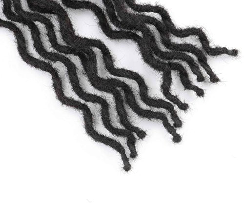 12 inch 30 Strands Curly Wave Loc Extensions Human Hair, 0.4cm Width 100% Human Hair Dreadlock Extensions for Men/Women, Can be Dyed Soft Dreads Extensions