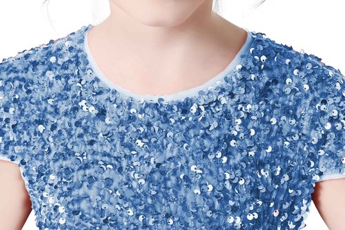 Party Wear Gown for Kids Junior Bridesmaid Dresses Baby Blue Puffy Tulle Sequins Dress Girls Birthday Party Gown Baby Blue 8