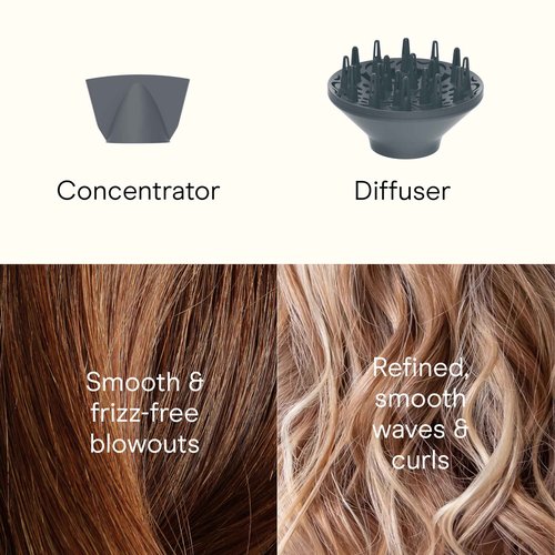 INFINITI PRO CONAIR SmoothWrap Hair Dryer, Blow Dryer with Diffuser and Concentrator Attachments, Advanced Plasma and Ceramic Technology for Less Frizz, More Volume, and Body, Champagne