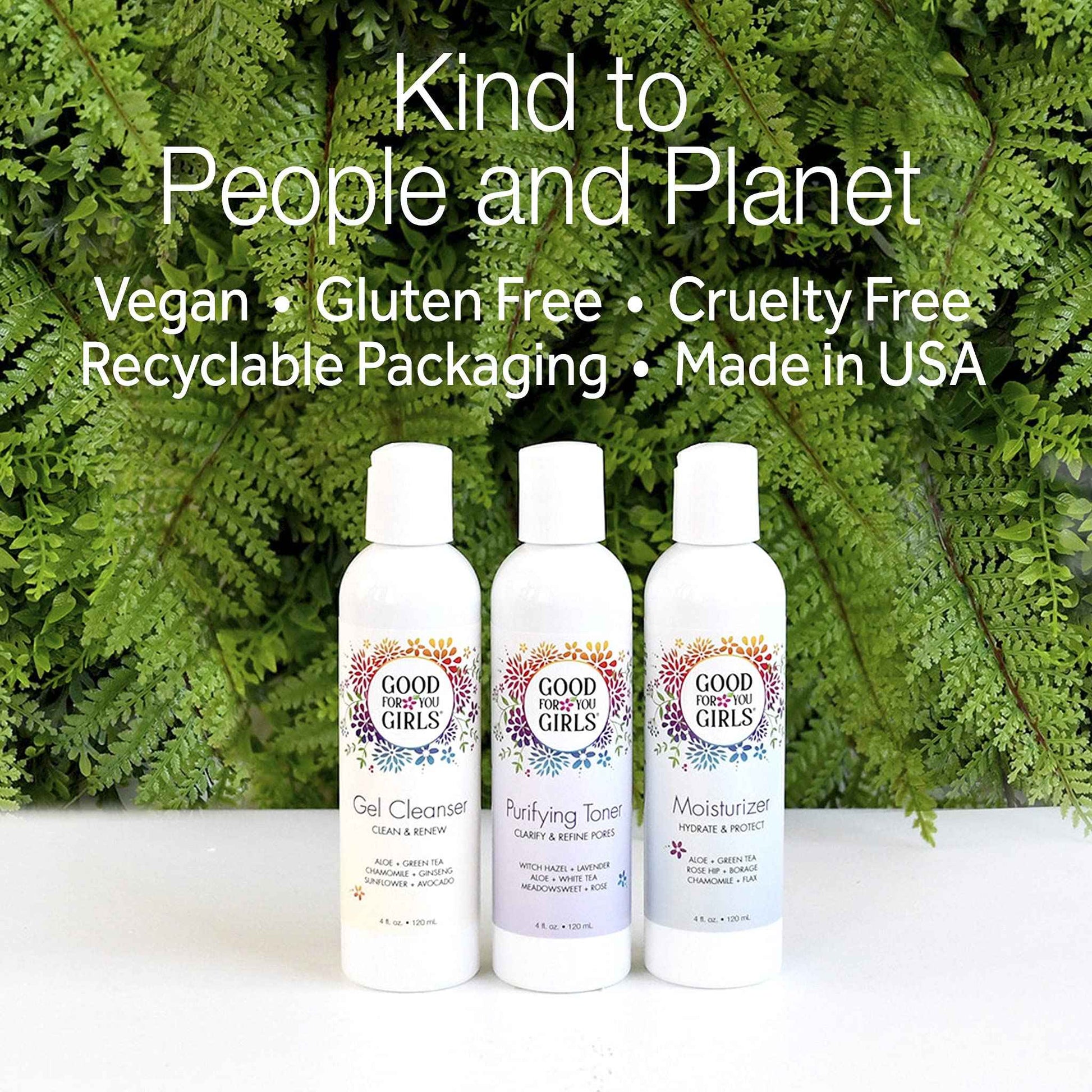 Good For You Girls Three-Step Skincare Gift Set - Cleanser, Toner & Moisturizer for Girls to Teens, Safe, Natural, Plant-Based ingredients. Vegan & Gluten-Free | 3 Piece, 4 oz ea.