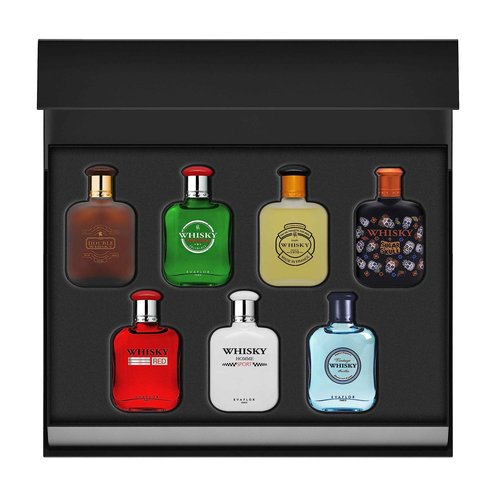 WHISKY Collection for Men – 7-Piece Mini Cologne Gift Set – Eau de Toilette Travel Sprays – Iconic Fragrances for the Modern Gentleman – Perfect for Gifting or Discovery – by EVAFLORPARIS