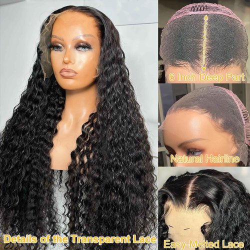 14 Inch Deep Wave Lace Front Wigs Human Hair 13x6 Deep Wave HD Transparent Lace Frontal Wigs for Women 13x6 Lace Front Wigs Virgin Remy Human Hair Wig for Women Deep Wave 13x6 Frontal Wig