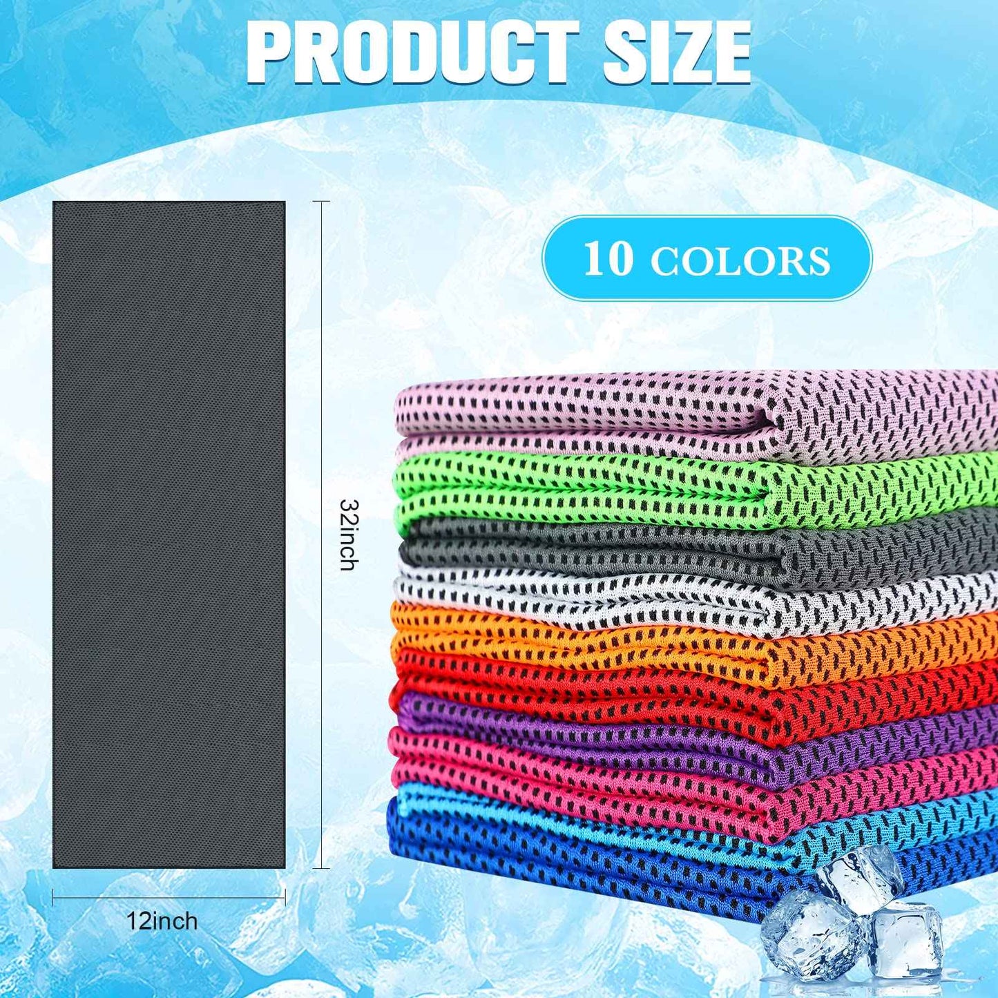 Maitys 200 Pcs Cooling Towel 32 x 12 Inch Microfiber Ice Towel for Neck and Face, Chilly Sweat Rag for Hot Weather Athletes, Gym, Yoga, Workout