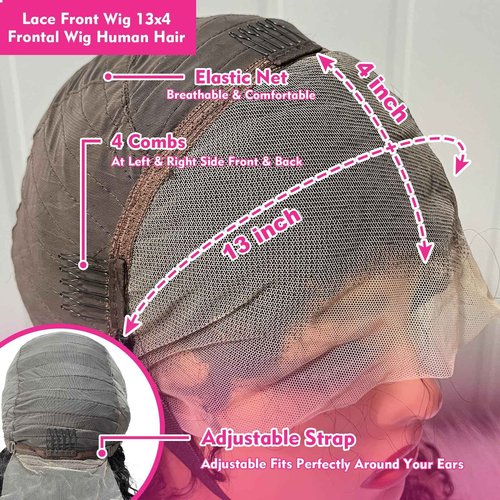 YEECHAEN Water Wave Lace Front Wigs Human Hair 180% Density 13x4 HD Lace Frontal Wigs Pre Plucked with Baby Hair Wet and Wavy Curly Frontal Human Hair Wigs for Women Natural Color (18inch)