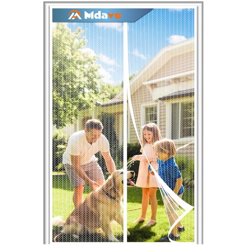 Magnetic Screen Door, Heavy Duty Door Screen Magnetic Closure Keep Bugs Out,Pet & Kid Friendly，Hands Free Door Screen Fit Door Size 32 x 80 Inches White