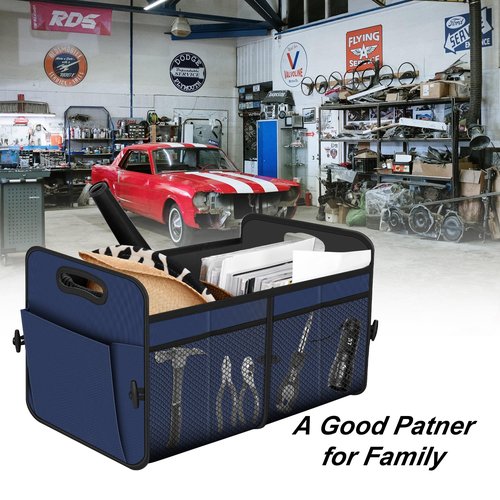 Femuar Car Trunk Organizer,Car Storage Organizer with 72L Large Capacity Waterproof Collapsible and 11 Pockets,Trunk Organizer for Car Suv/Jeep/Sedan, Large Size,Blue