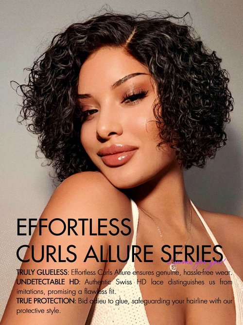 LUVME HAIR 8" Curly Glueless Wigs Human Hair Pre Cut/Plucked, Undetectable HD Lace Wig Ready to Go Lace Bob Wig Short Curly 180 Density