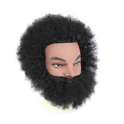 Stancia 6’’ Afro Male Mannequin Head with Beard, Manicans Full Head Real Hair for Hairdresser Barber, Manikin Head for Practice Styling Cornrow Braiding with Clamp Stand