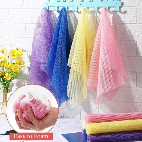 Sunnyray 100 Pcs African Net Sponge Authentic Bulk,Long Bath Sponge Net Exfoliating Shower Body Scrubber Back Scrubber Skin Smoother, Great for Daily Home Use, Beauty Salons, Spa Clubs, Nail Salons