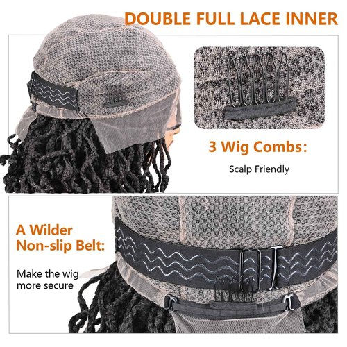 YOKABOOM Ombre Honey Blonde Braided Wigs Full Lace with Baby Hair Box Braids Wig for Black Women with Babyhair 360 Double Lace Natural Wavy Pre Braided with Square Design Black Root 16 inch