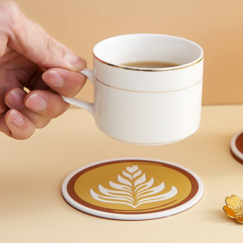 Anti-Scald Round Coffee Cup Mat - Thickened PVC Drink Coaster Set
