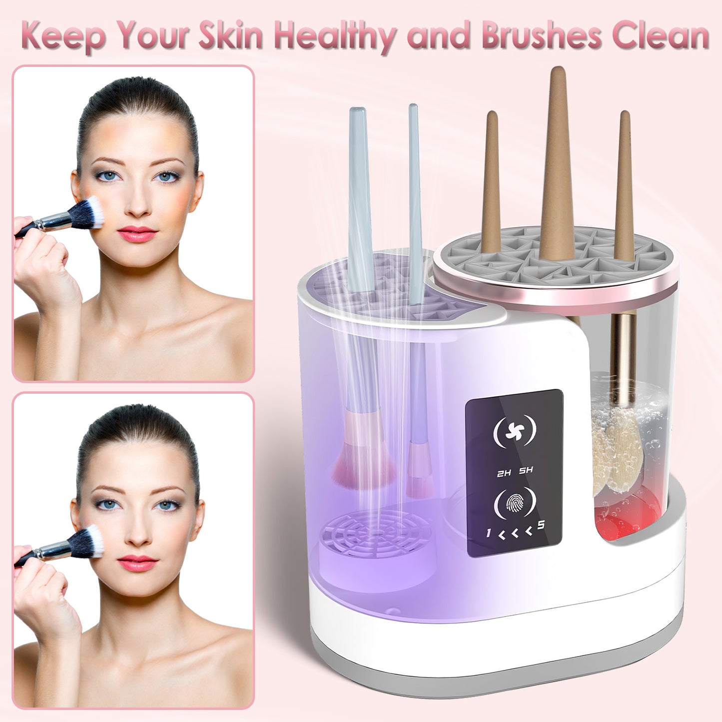 4-in-1 Automatic Electric Makeup Brush Cleaner & Dryer with UV Disinfection