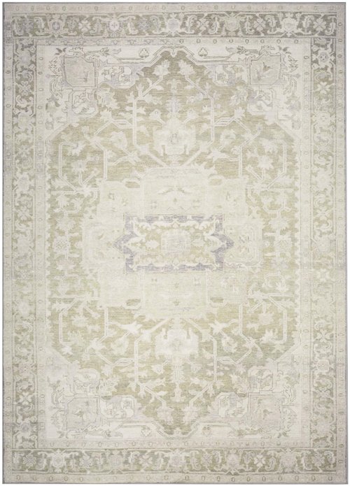 Nourison Home Vintage Washables Green 4' x 6' Area Rug - Easy Clean, Non Shedding, Bed Room, Living Room, Dining Room, Kitchen (4' x 6')