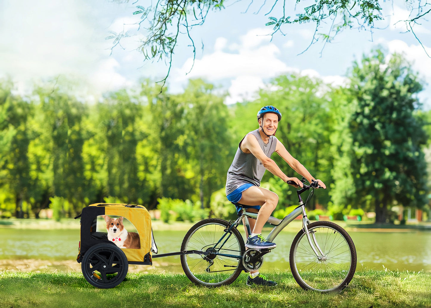 Heavy Duty Foldable Pet Stroller with Bicycle Tow - Waterproof Dog Carrier
