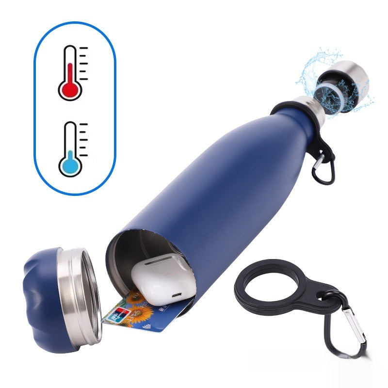 Large Capacity Outdoor Storage Cup - Stainless Steel Water Bottle with Ring