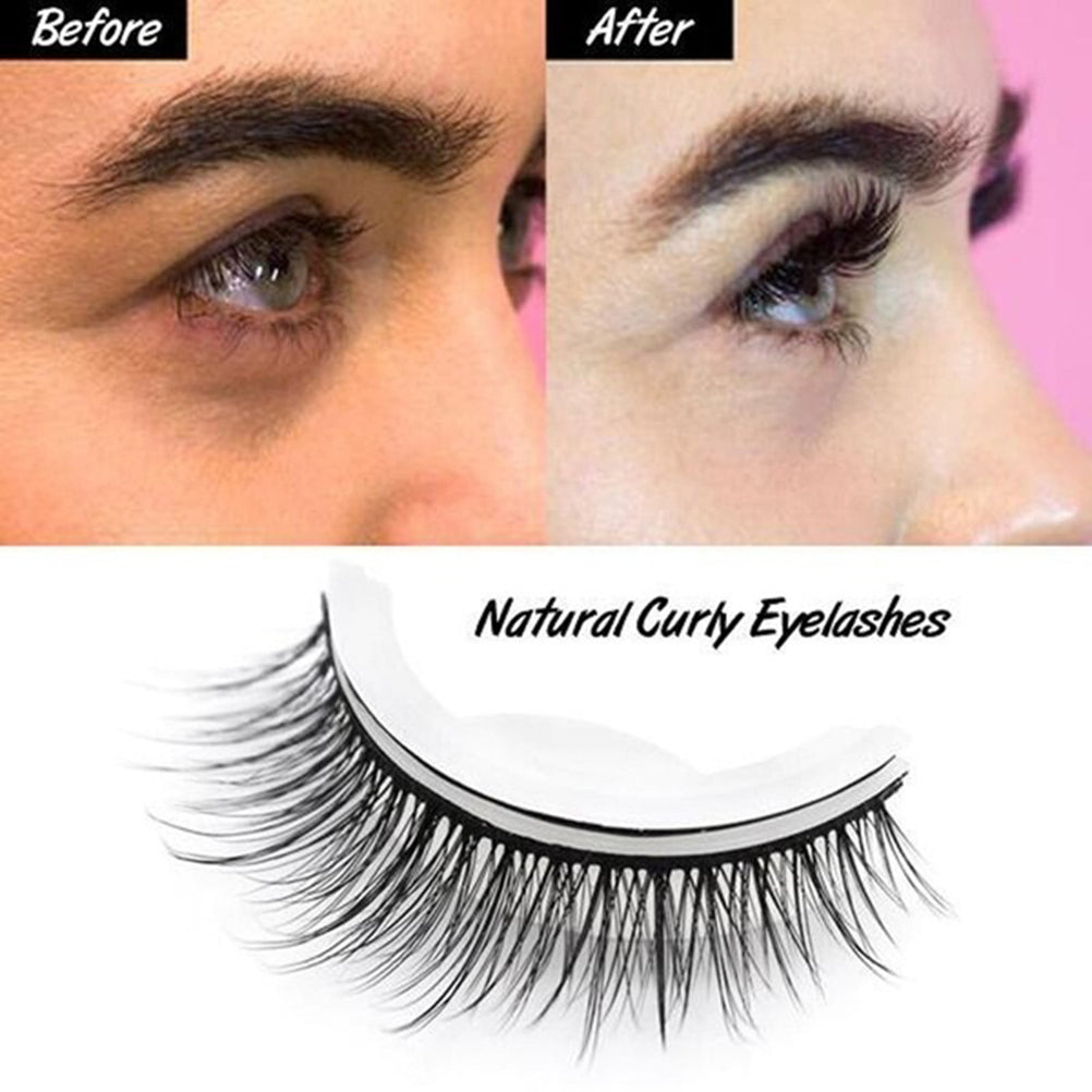 Self-Adhesive Reusable 3D False Eyelashes - Natural Curly Fiber Lashes