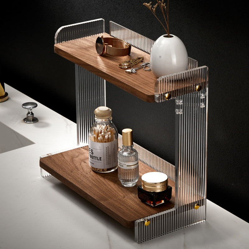 Multifunctional Bathroom Countertop Acrylic Storage Shelf - Removable & Moisture-Proof