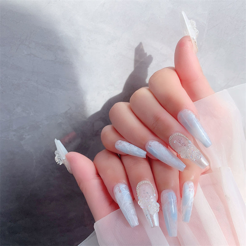 Blue Ice Wearable Nails - Soft Gel Press-On Set