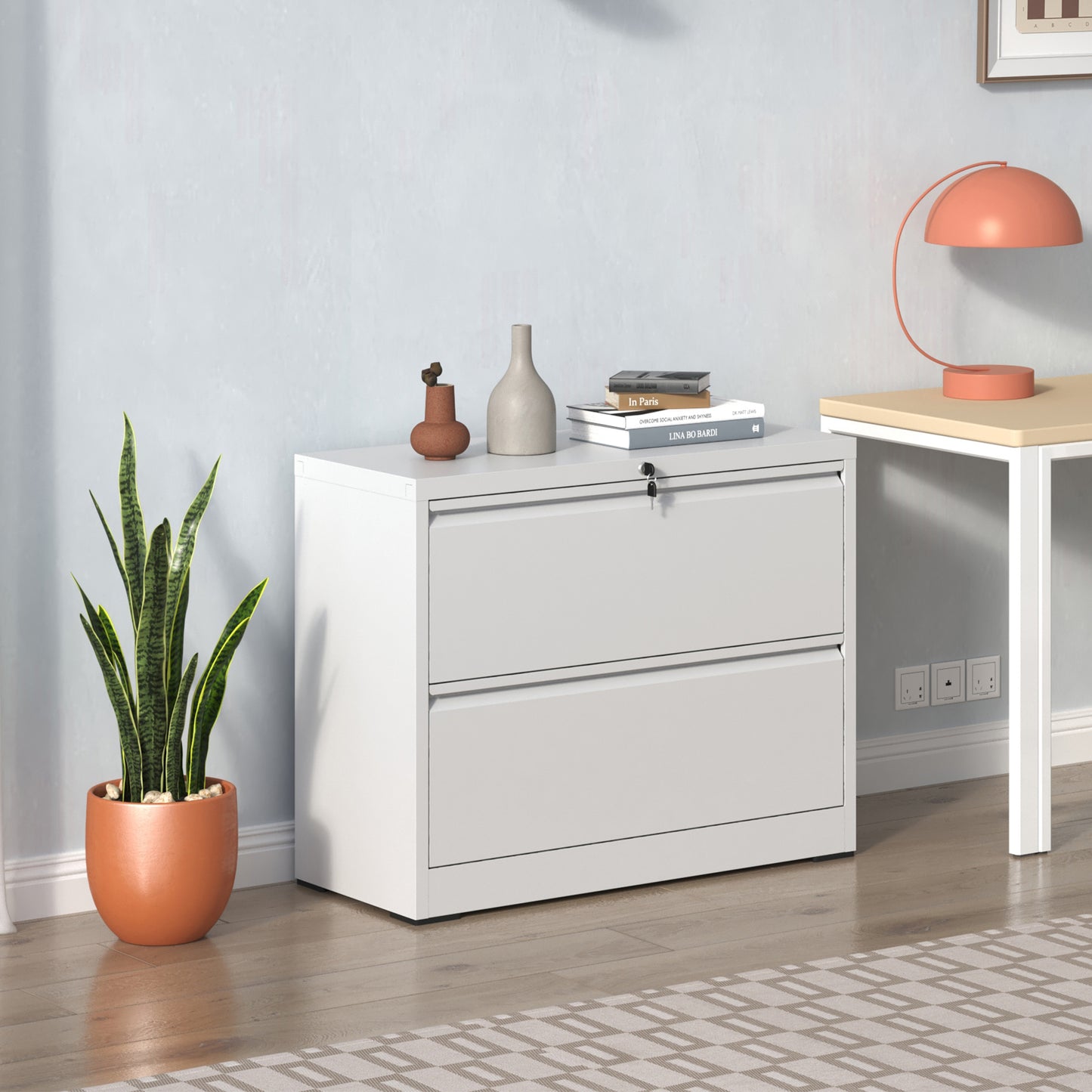 Lateral File Cabinet 2 Drawer, 35.4 Inch Wide Metal Filing For Home