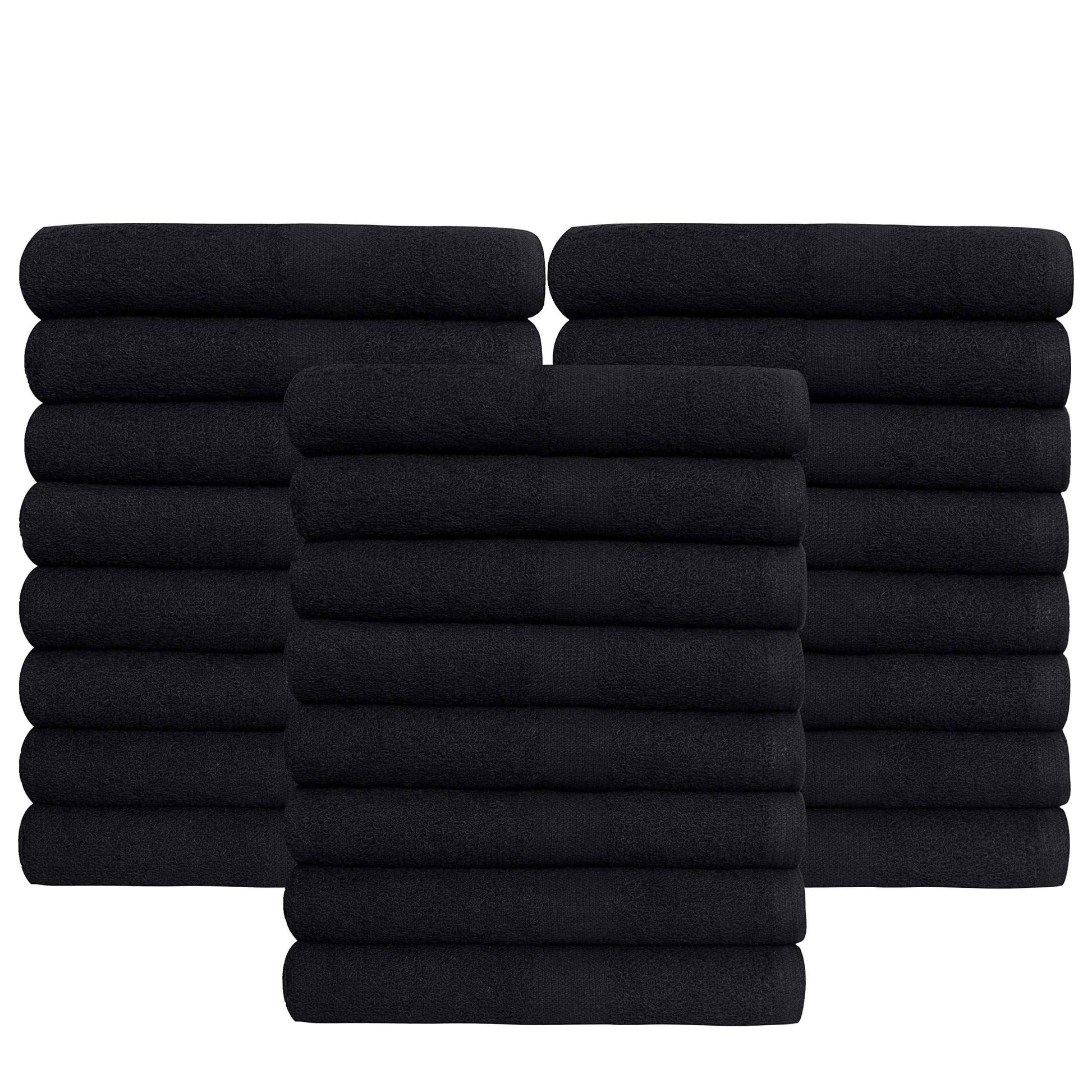 GREEN LIFESTYLE Black Bleach Proof Towels Bulk Sets 100% Cotton 16' X 25' Premium Spa Quality, Super Soft and Absorbent for Gym, Pool, Spa, Salon and Home 24 Pack